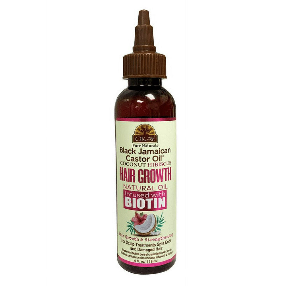 Okay Black Jamaican Castor Oil Coconut Hibiscus Hair Growth Oil 4Oz (118ml)
